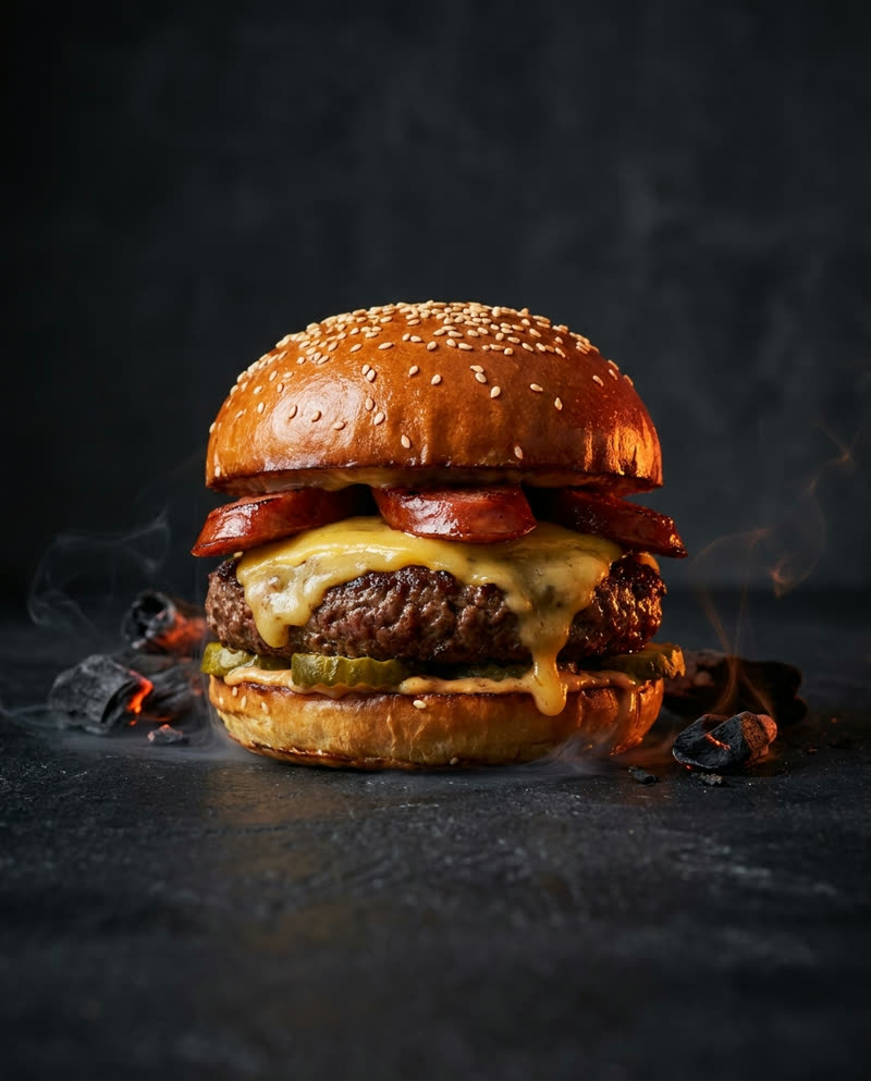 Le Bigouden, burger fumé à l'andouille de Guémené